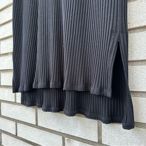 Eileen Fisher Textured Stretch Rib Round Neck Dress Boxy Black Knee Length - Picture 7 of 10